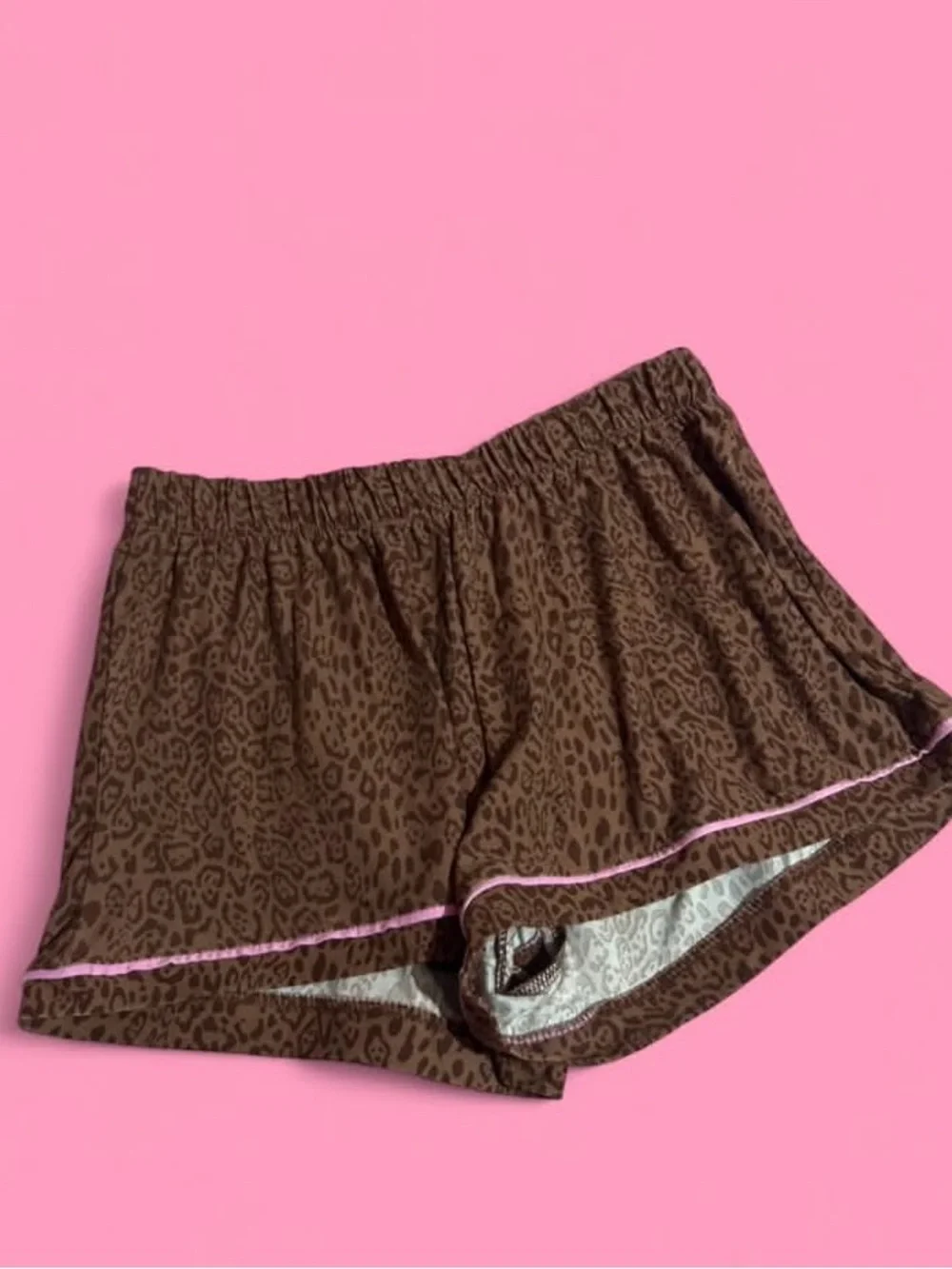 Baby Phat Brown Leopard Short Pajama Set with Pink Trim